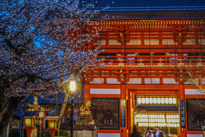 Low angle view of illuminated building