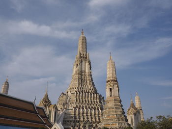 Low angle view of temple against building