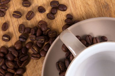 Directly above shot of coffee beans on table