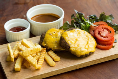 Close-up of food on table