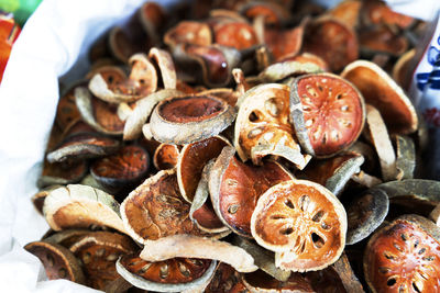 High angle view of shells