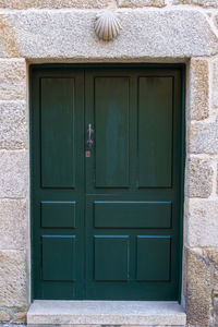 Closed door of building