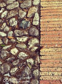Close-up view of brick wall