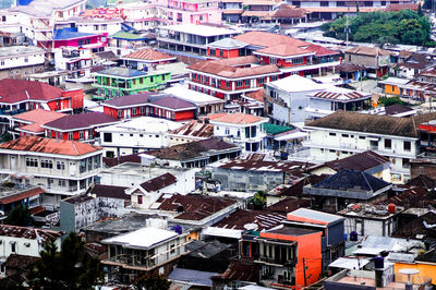 High angle view of buildings in city