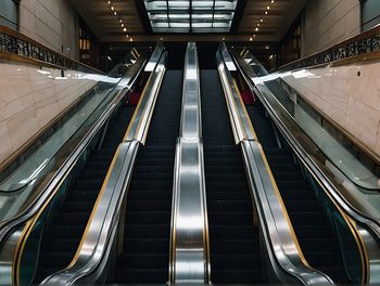 High angle view of escalator