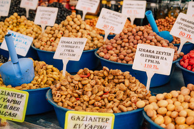 High angle view of vegetables for sale at market stall