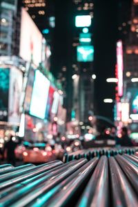 Traffic on city street at night