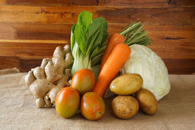 High angle view of food on table