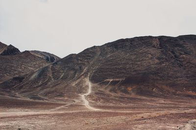 Scenic view of arid landscape against clear sky