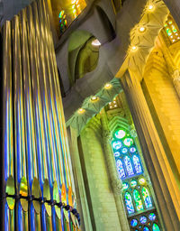 Low angle view of illuminated statue in temple