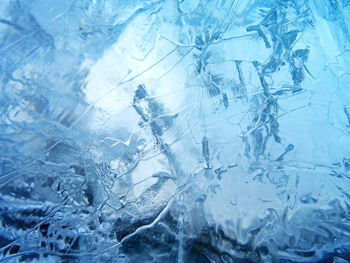 Full frame shot of frozen glass window