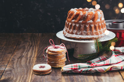 Close-up of cake on table