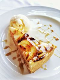 Close-up of dessert served in plate on table