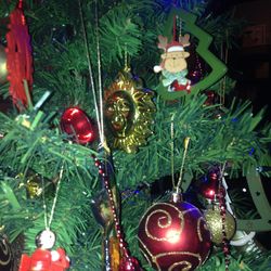 Christmas ornaments on christmas tree