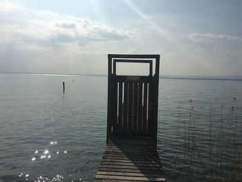 Scenic view of sea against cloudy sky