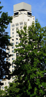 Low angle view of buildings against clear sky