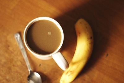 High angle view of tea on table