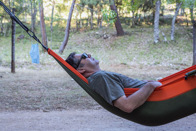 Man lying down on land