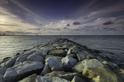 Scenic view of sea against sky during sunset