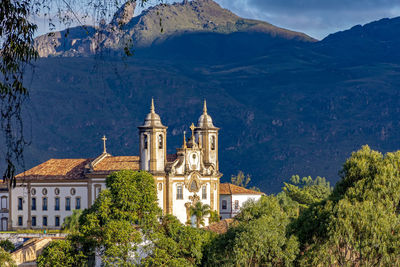 High angle view of a old church at ouro preto