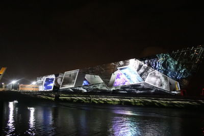 Illuminated built structures at night