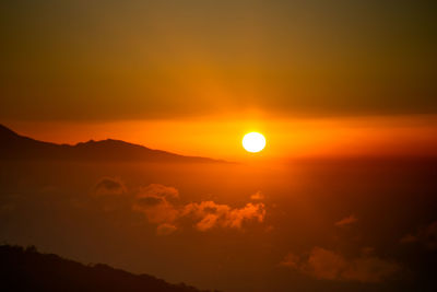 Scenic view of dramatic sky during sunset