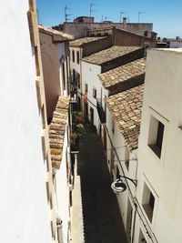 High angle view of buildings against sky