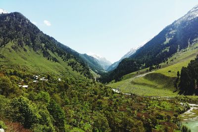 Scenic view of mountains against clear sky