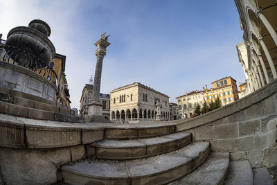 Udine, italy. january 2021. view of the liberty square in the city center