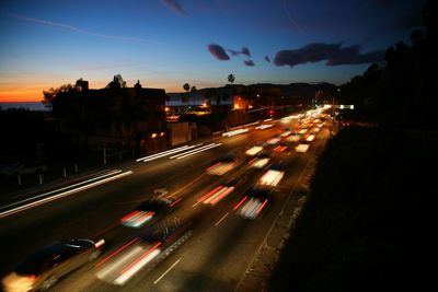 Cars moving on road at night