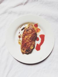 High angle view of breakfast served on table