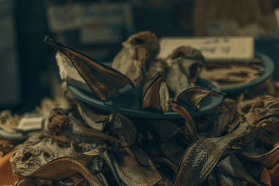 Close-up of dried for sale in market