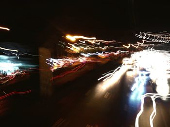 Light trails on street at night