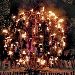 Illuminated lights at night