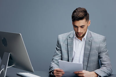 Businessman working at office