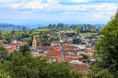 High angle view of town