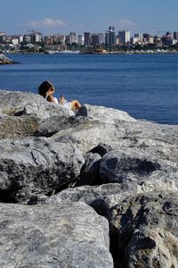 View of rocks in sea