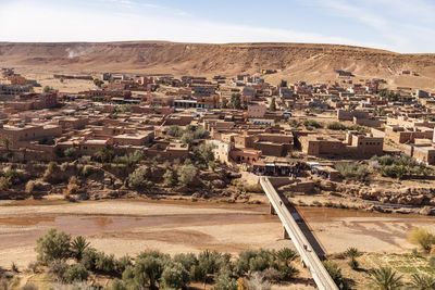 High angle view of buildings in city