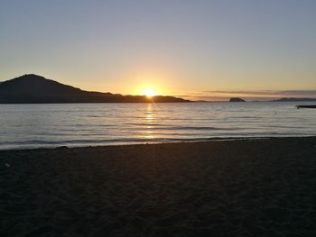 Scenic view of sea against sky during sunset