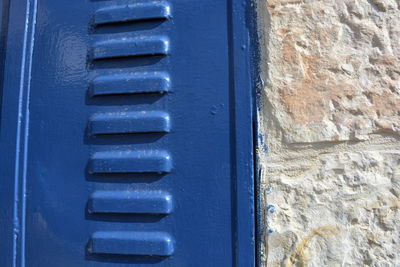 Close-up of blue wall