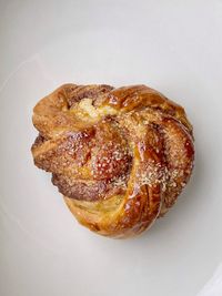 High angle view of bread on plate