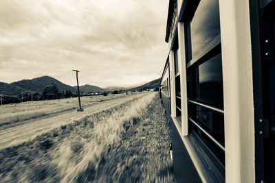 Railroad track against sky