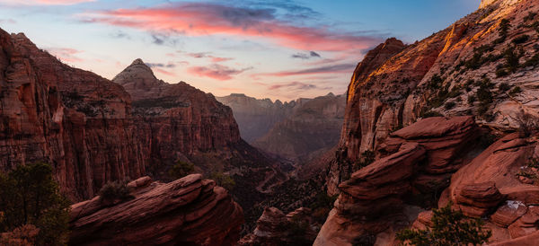 Rock formations at sunset