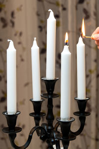 Close-up of illuminated candles