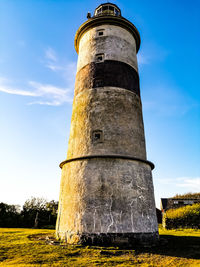 Low angle view of lighthouse against sky