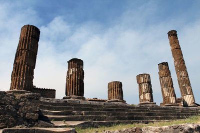 Low angle view of old ruin against sky