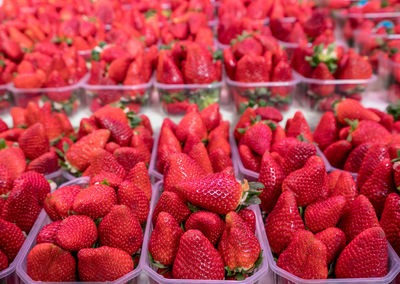 Full frame shot of strawberries in market