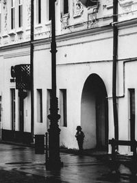 Silhouette of woman in building