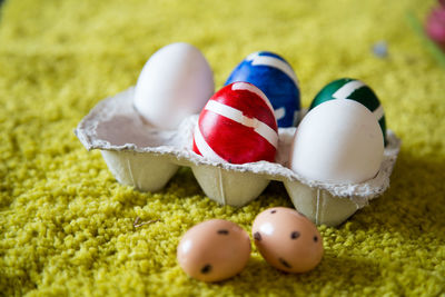 Close-up of painted easter eggs