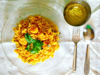 Directly above shot of food in bowl